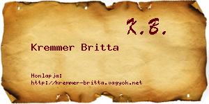 Kremmer Britta névjegykártya